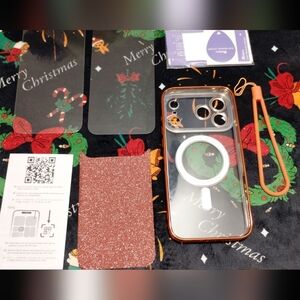 Clear Orange Protective Phone Case with MagSafe Ring